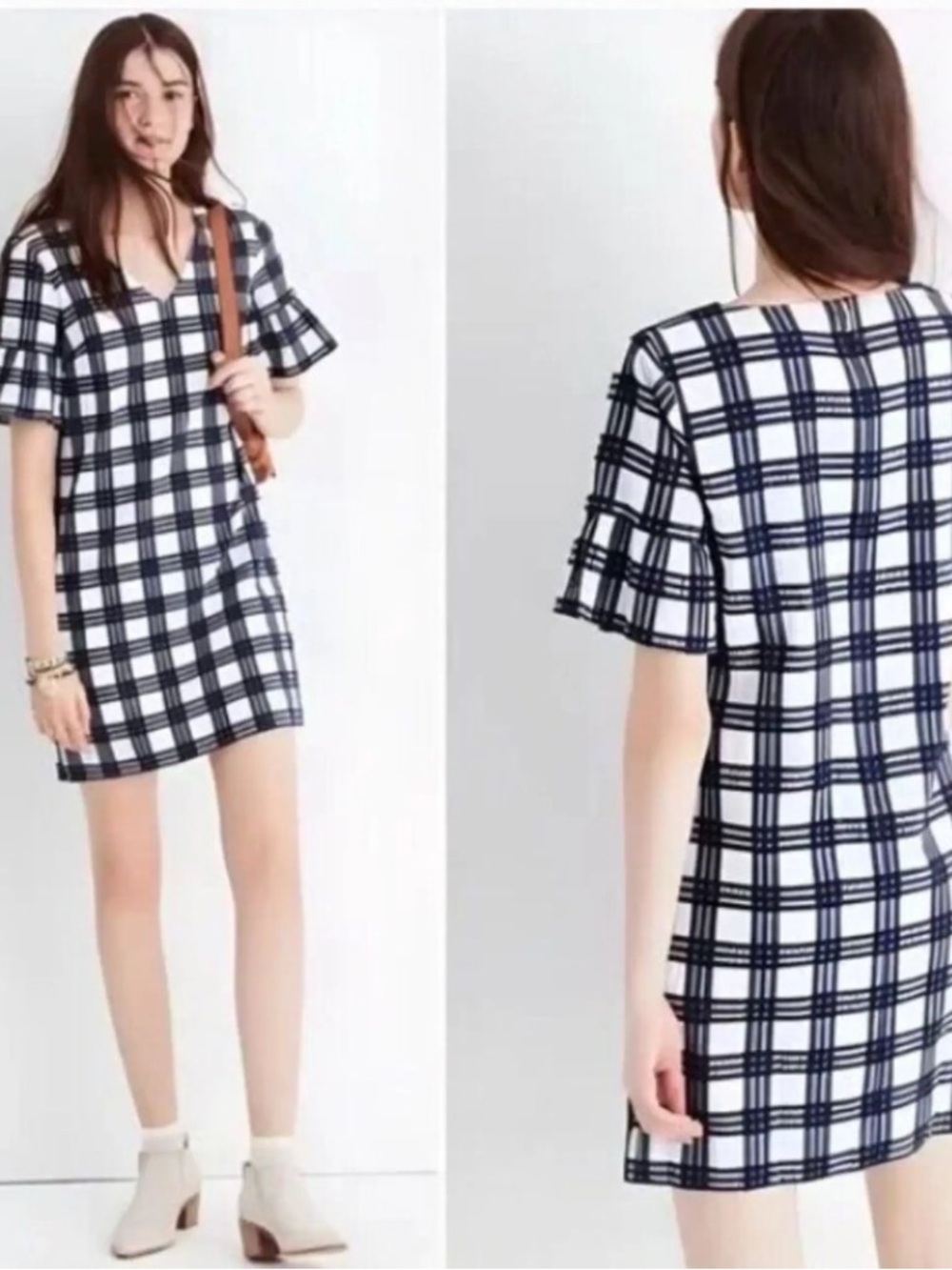 Madewell Leighton Plaid Vneck Shift Dress size 6 - Picture 1 of 5